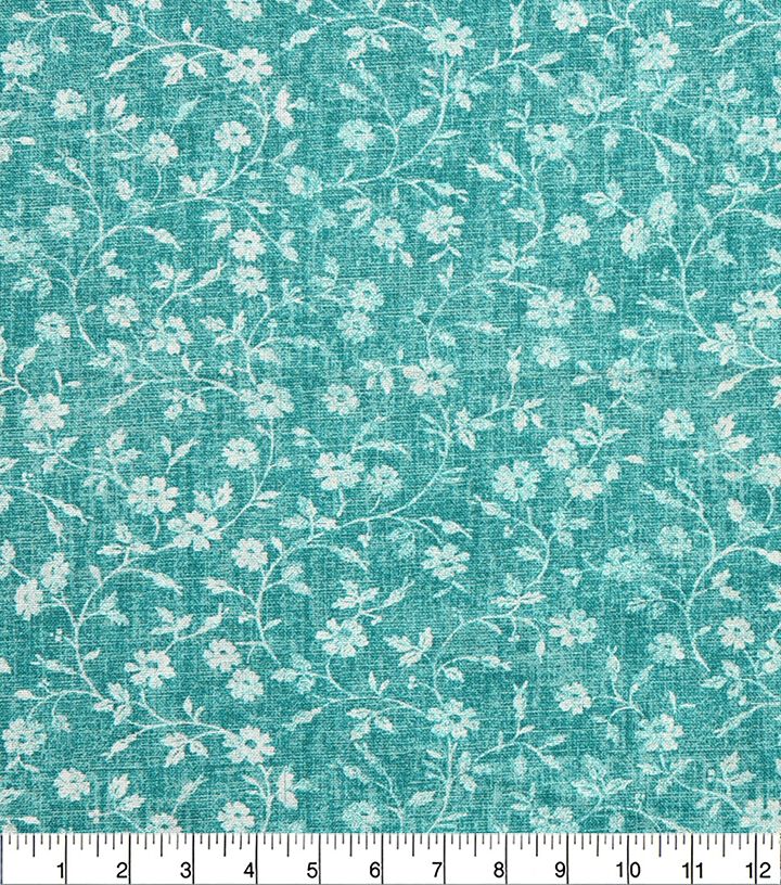 18 x 21 White Floral Cotton Fabric Quarter 1pc by Keepsake Calico