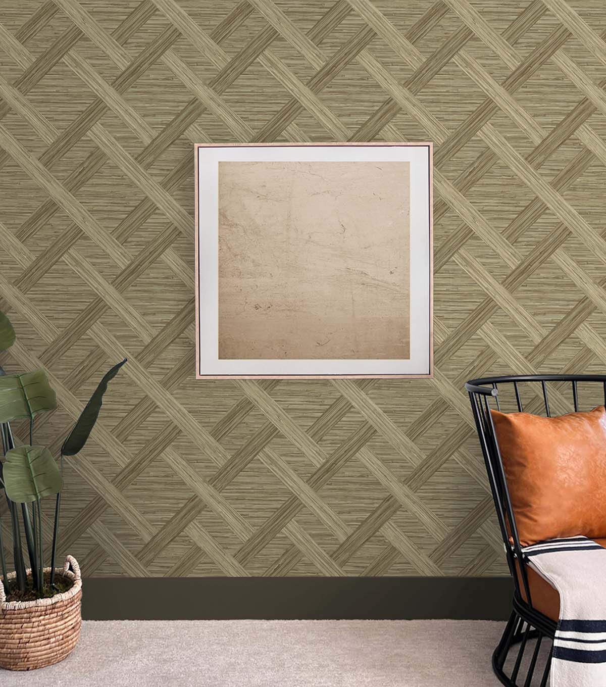 Surface Style 20.5' x 18' Latte Java Weave Peel & Stick Wallpaper