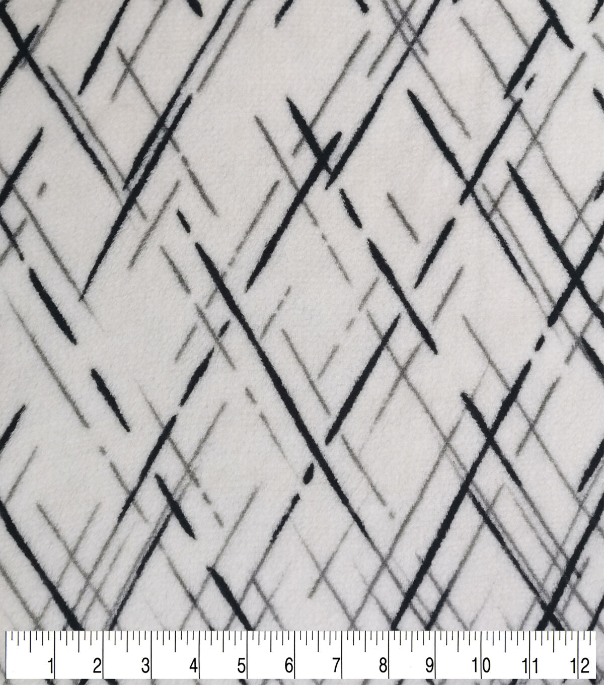 Sew Lush Black White Bias Plaid Fleece Fabric