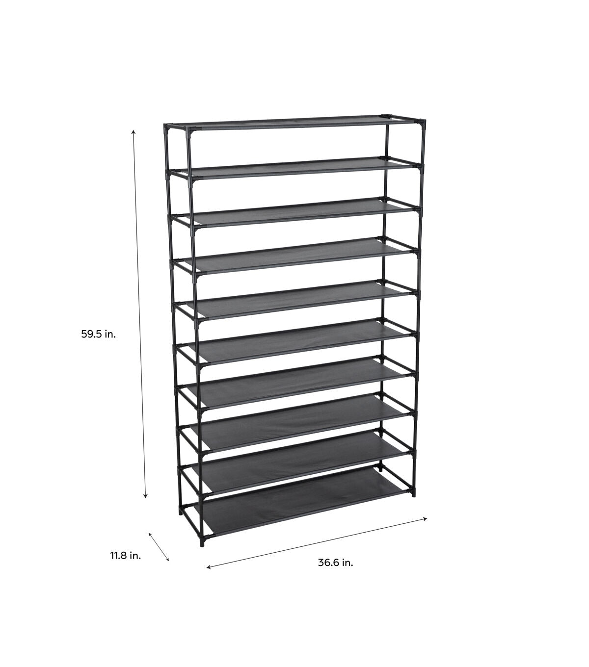 Simplify 59.5 Black 10 Tier Shoe Rack