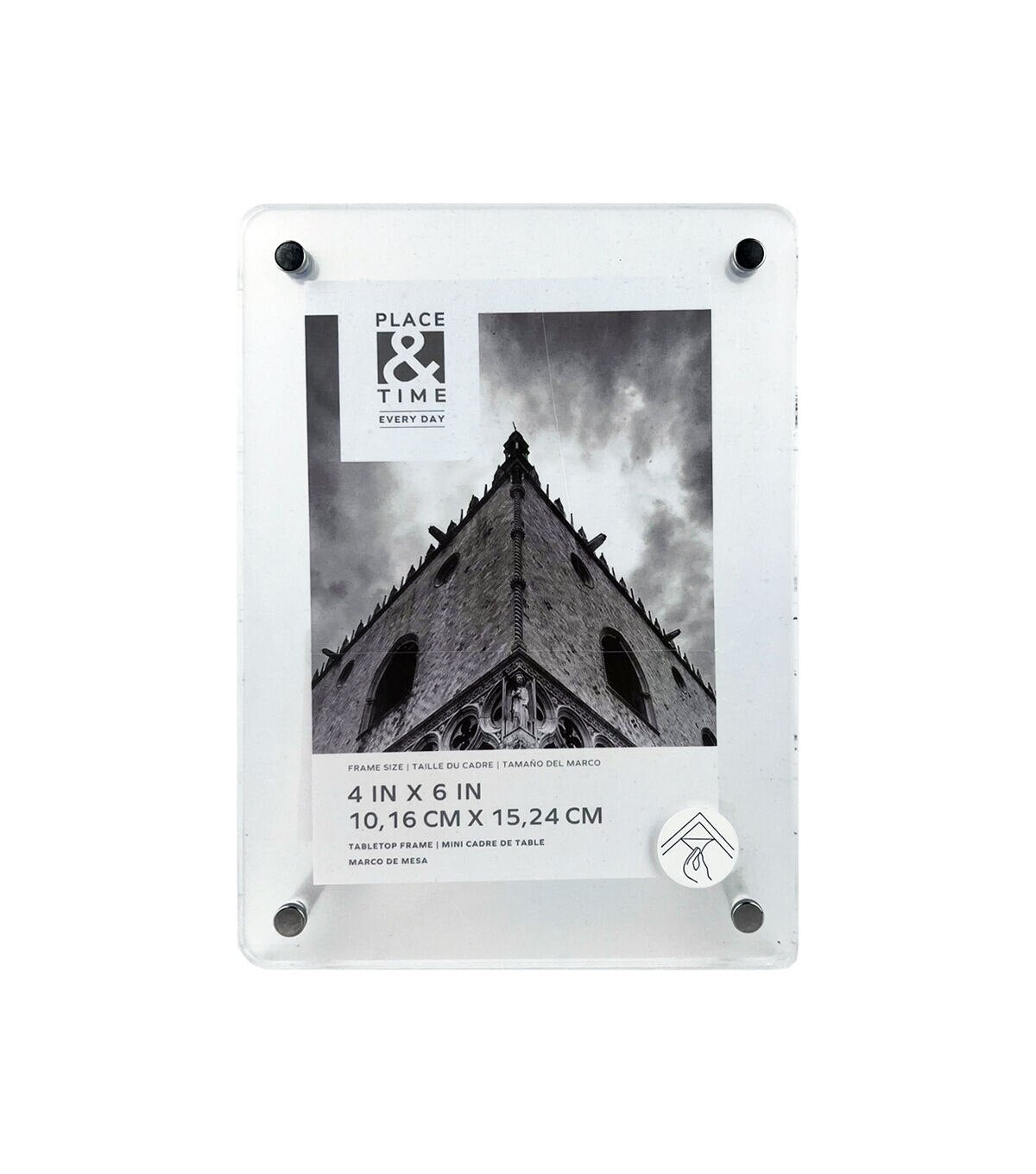 4 x 6 Acrylic Tabletop Picture Frame With Metal Legs by Place & Time