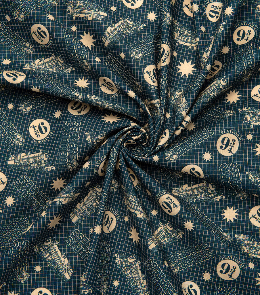 Harry Potter Hogwarts Train Grid Cotton Fabric