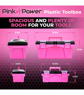 Pink Power 16 x 10 Pink Craft Tool Box Organizer Set 2ct