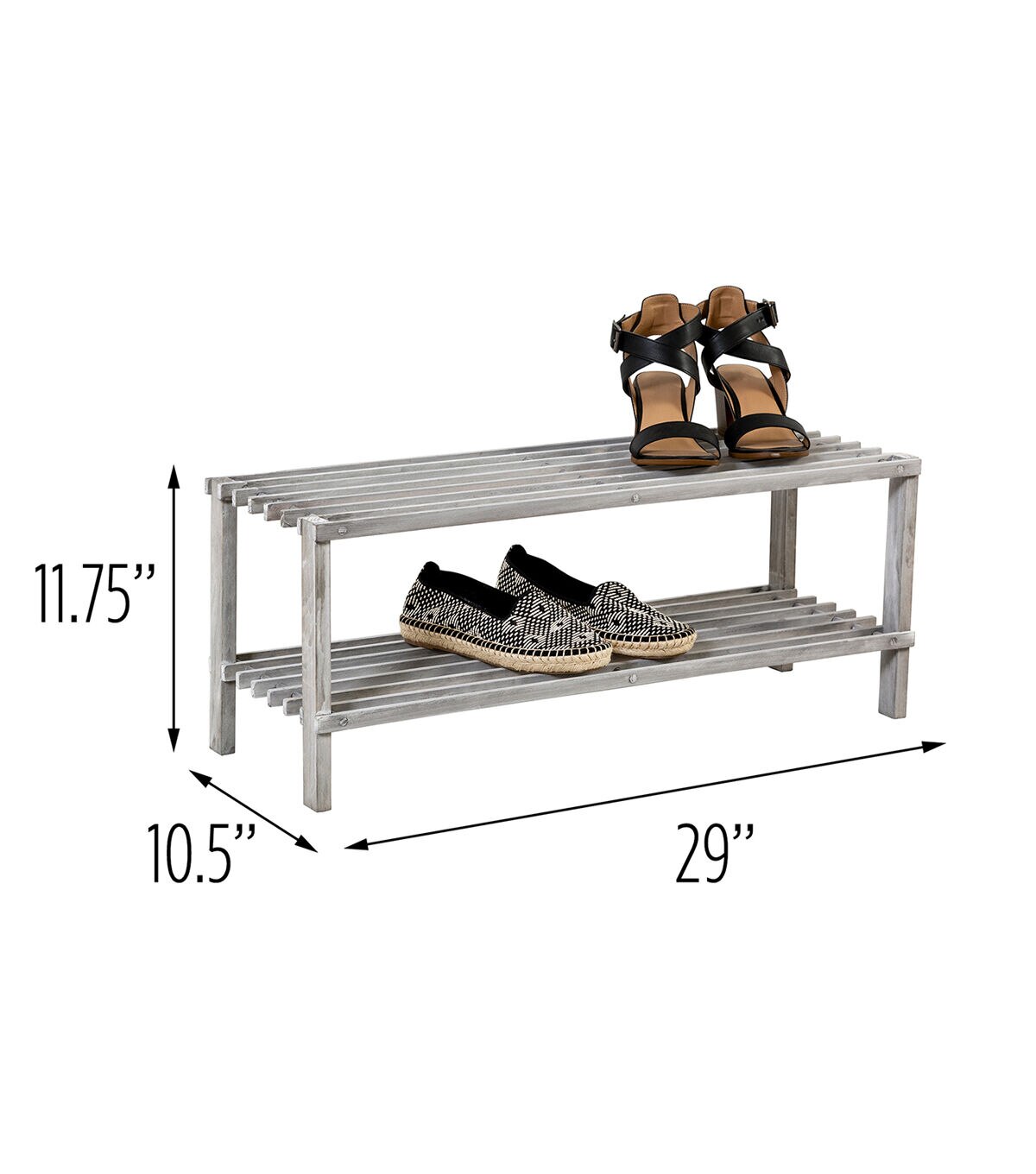 Honey Can Do 10.5 x 12 Gray 2 Tier Wood Shoe Rack