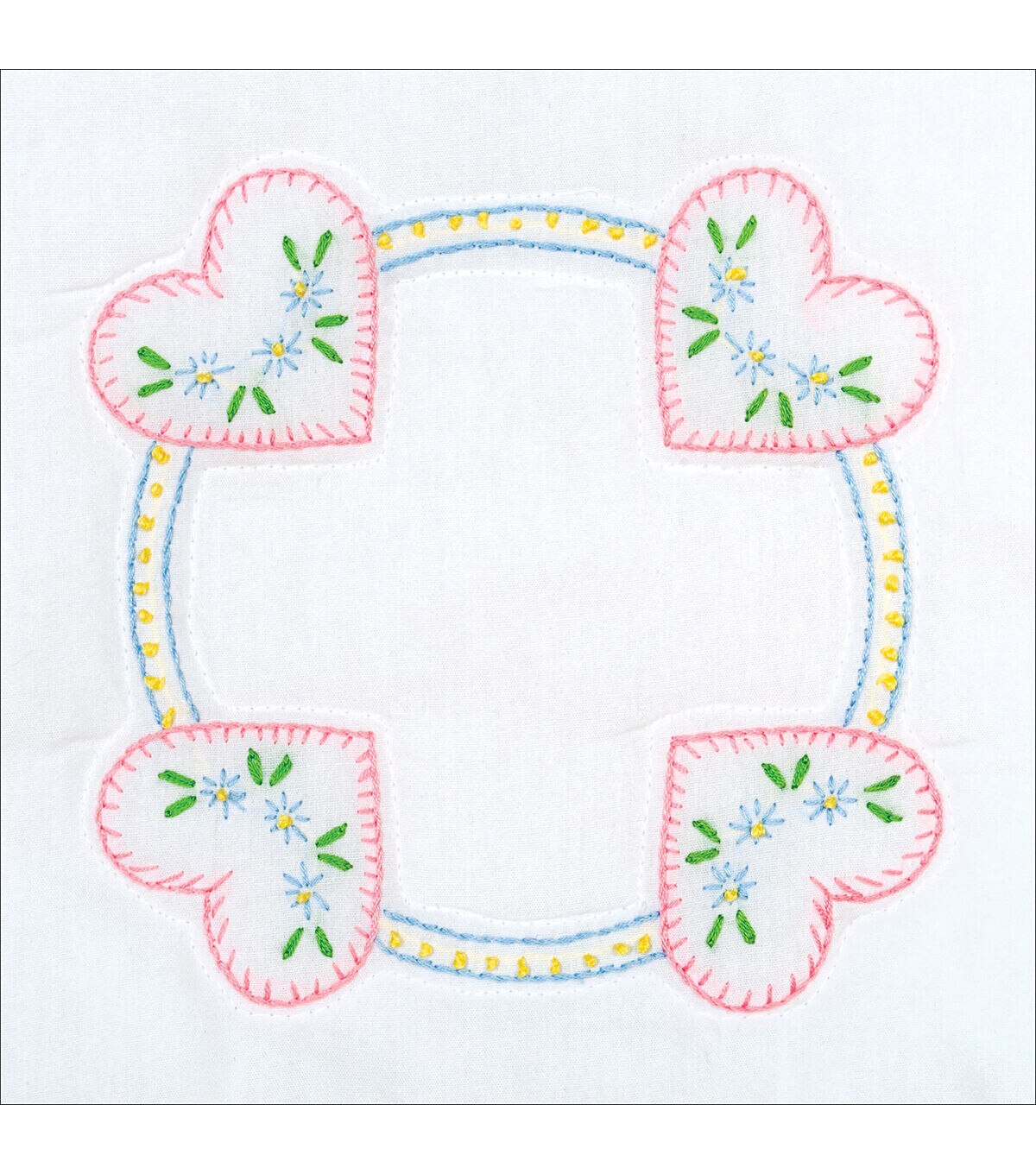 Jack Dempsey Needle Art 9 Hearts Stamped White Quilt Blocks 12pk