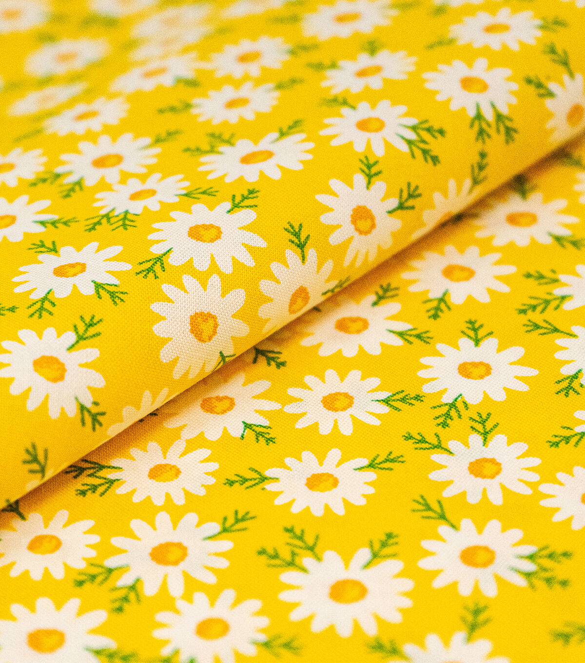Singer Daisies on Yellow Quilt Cotton Fabric