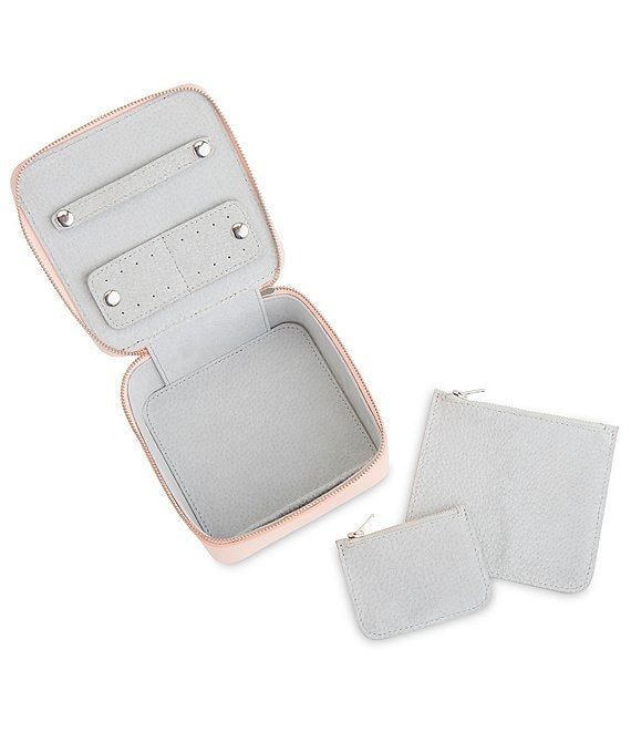 Leather Zippered Travel Jewelry Organizer Case