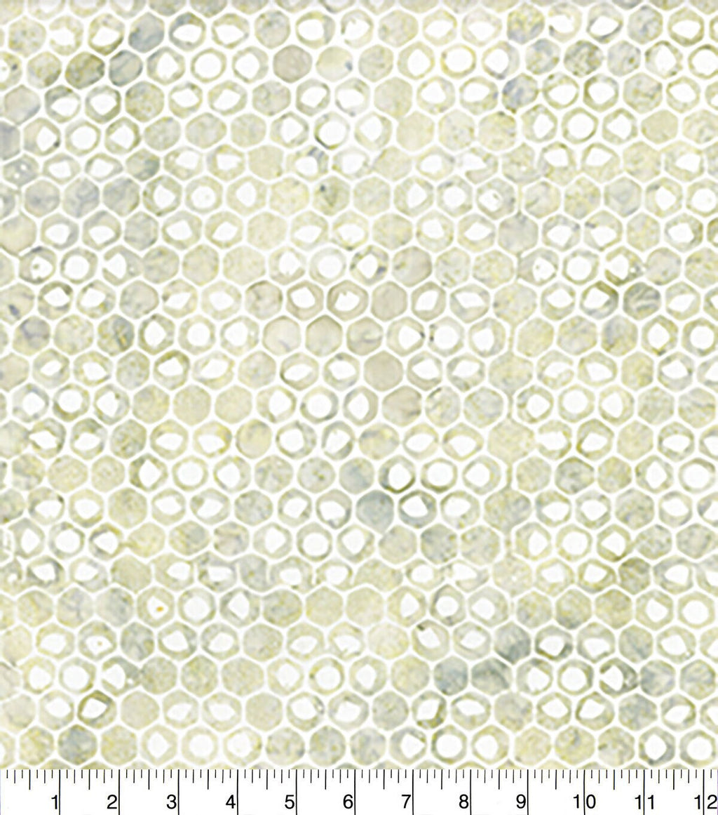 Green Packed Hexagons Batik Cotton Fabric