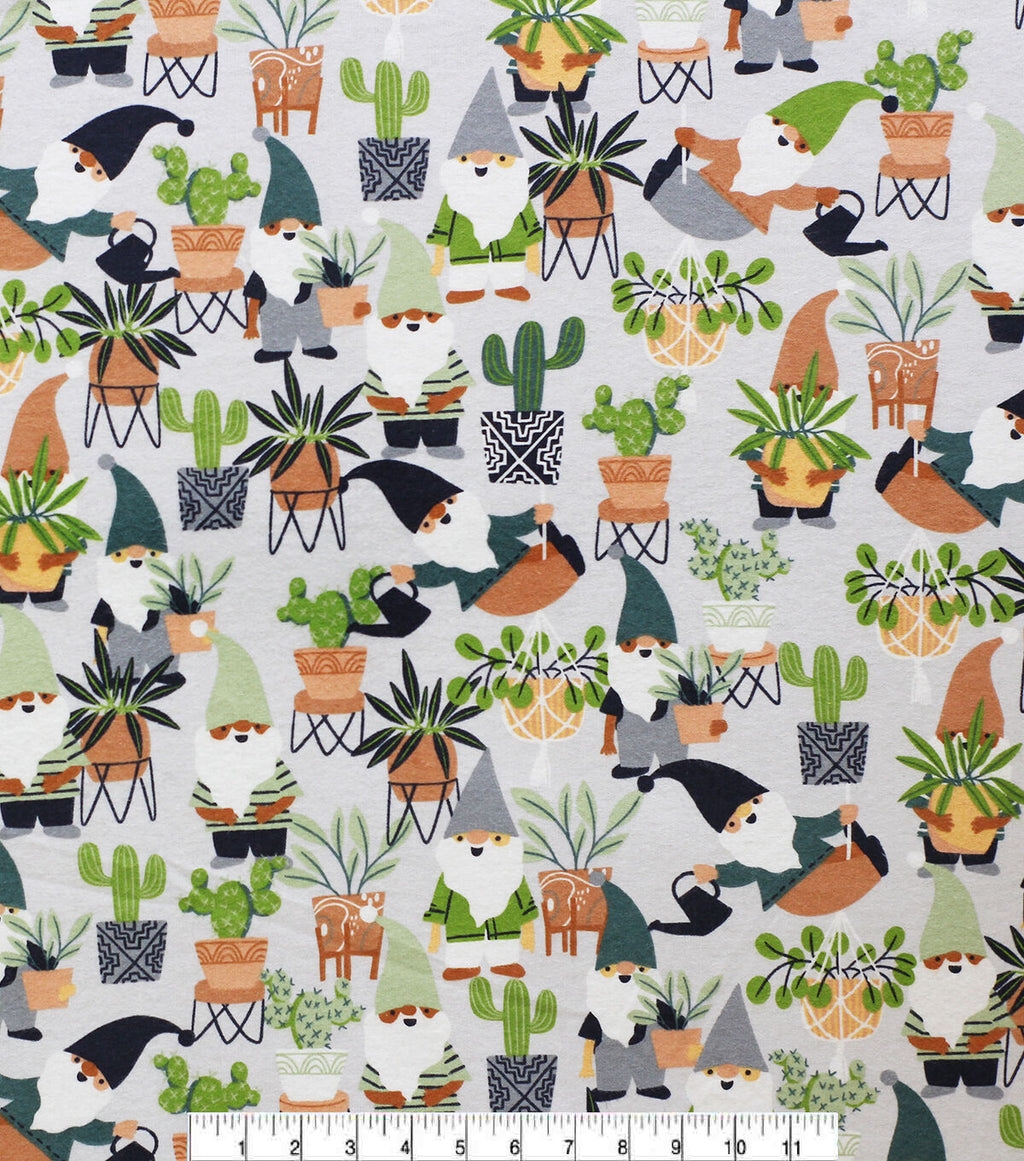 Gnomes & Plants Super Snuggle Flannel Fabric