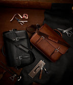Classic Leather Flapover Briefcase