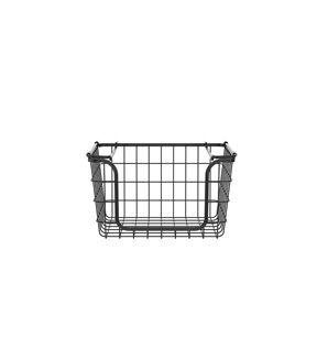 Oceanstar 12 x 10 Black Stackable Metal Wire Storage Baskets 3pk
