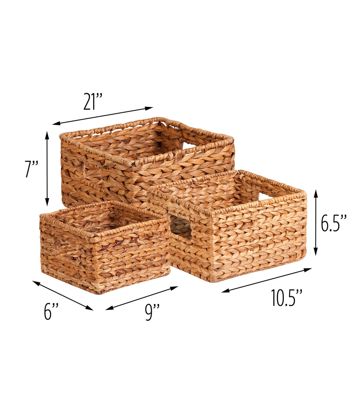 Honey Can Do 12 x 7 Nested Hyacinth Storage Baskets 3ct