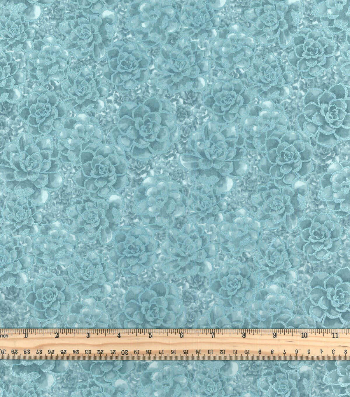 Pearlescent Teal Succulent Quilt Cotton Fabric by Keepsake Calico