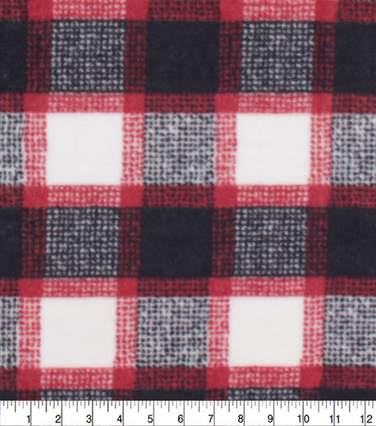 Red & Black Textured Plaid Anti Pill Fleece Fabric