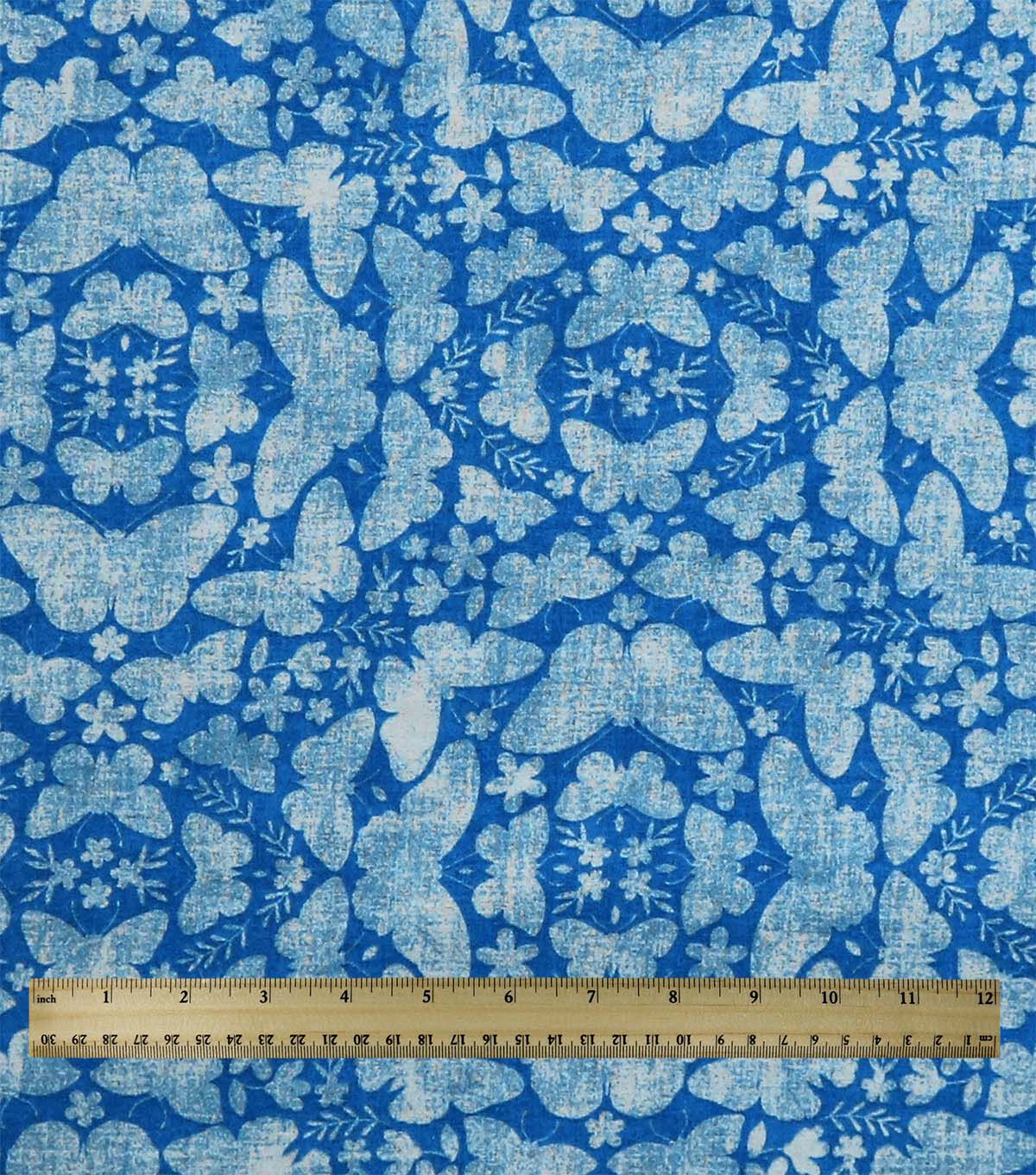108 Blue Tonal Butterflies Blue Wide Flannel Fabric