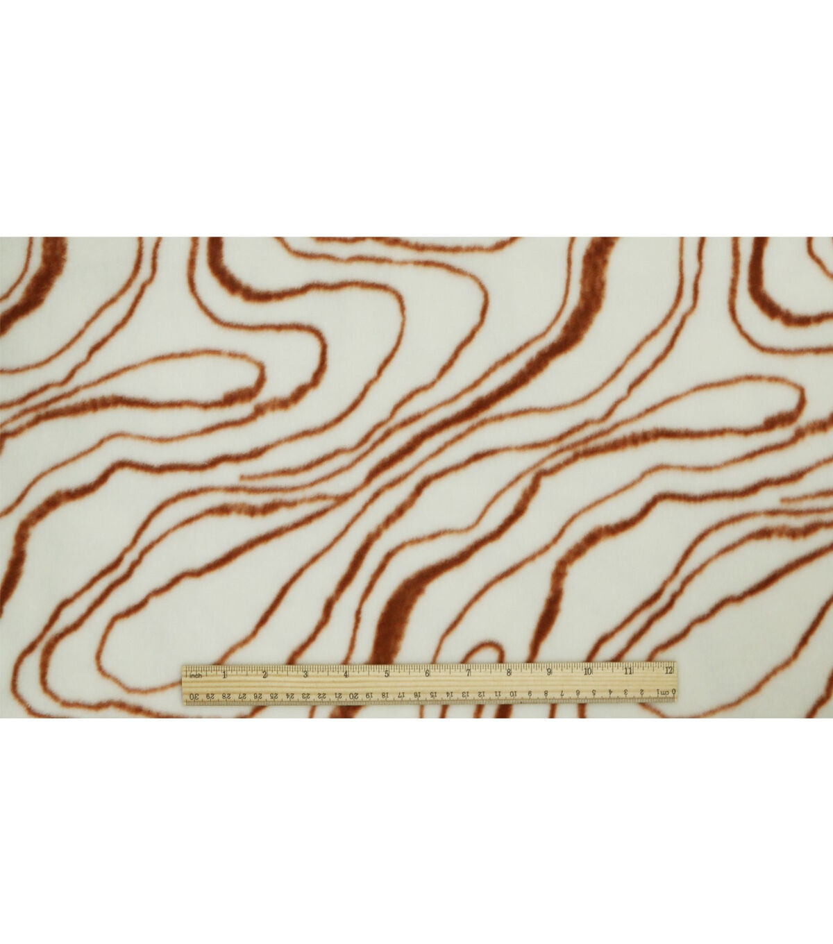 White & Brown Oil Slick Anti Pill Fleece Fabric
