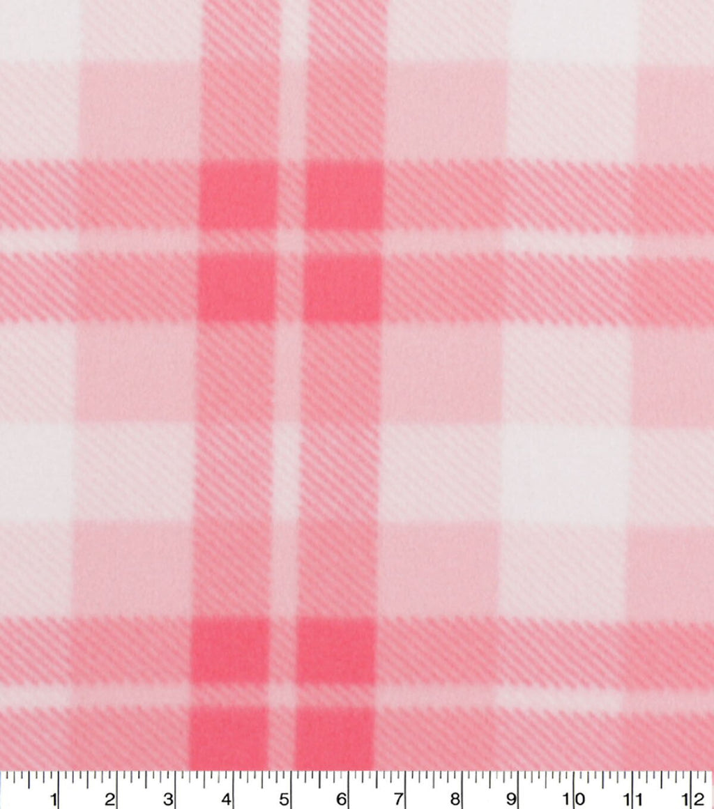 Blizzard Fleece Fabric Checker Plaid Pink