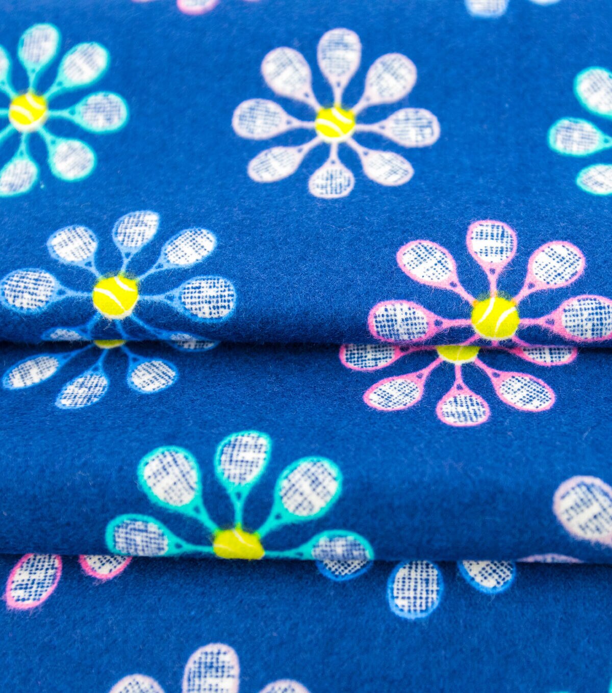 Tennis Racket Flower Super Snuggle Flannel Fabric