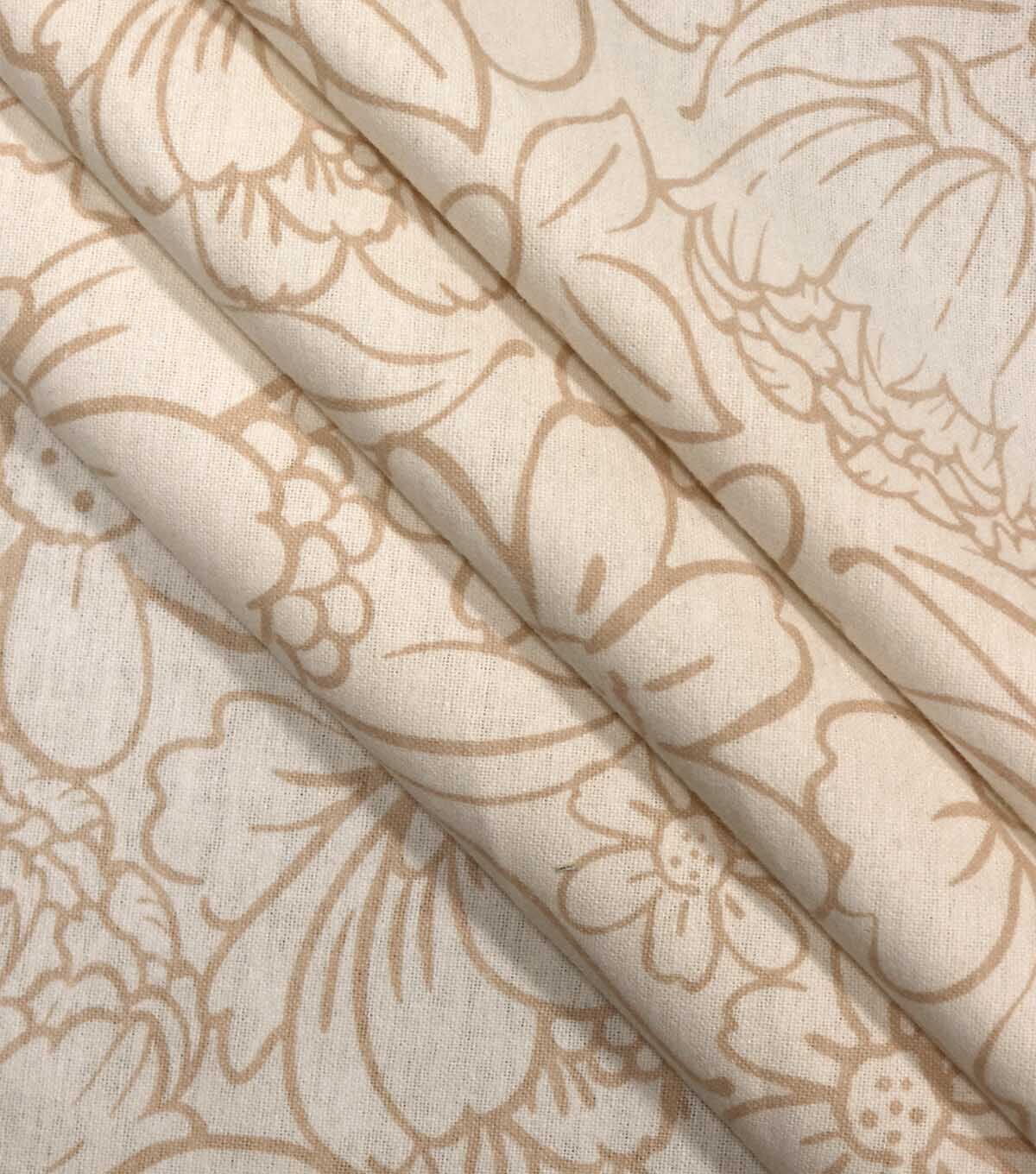 108 Light Brown Floral Blender Wide Flannel Fabric