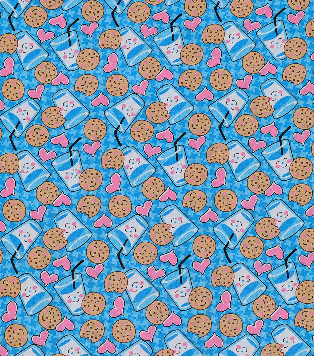 Cookies And Milk Novelty Cotton Fabric