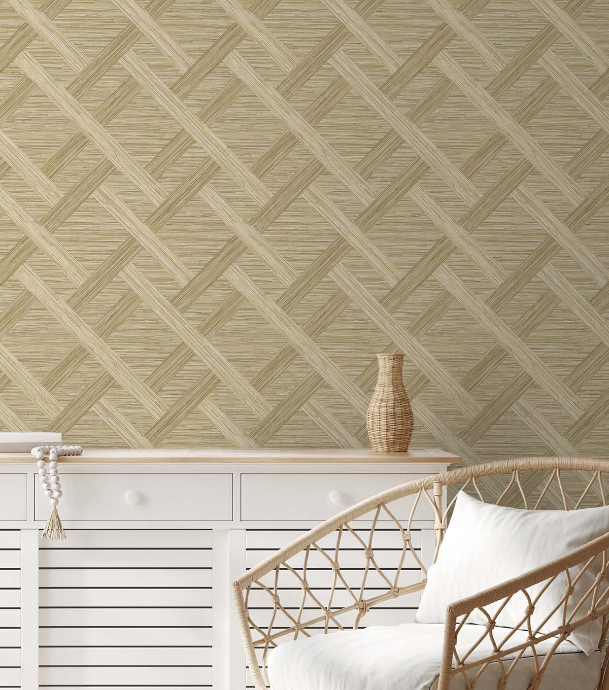 Surface Style 20.5' x 18' Shoreline Java Weave Peel & Stick Wallpaper