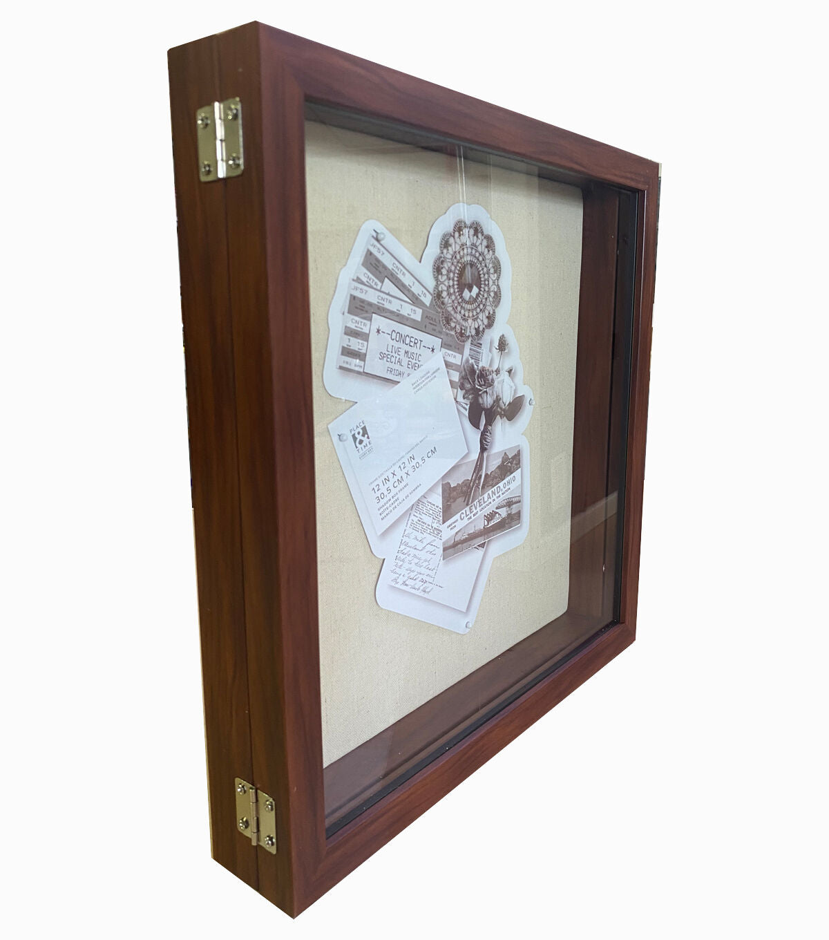 12 x 12 Cherry Front Loading Shadow Box by Place & Time