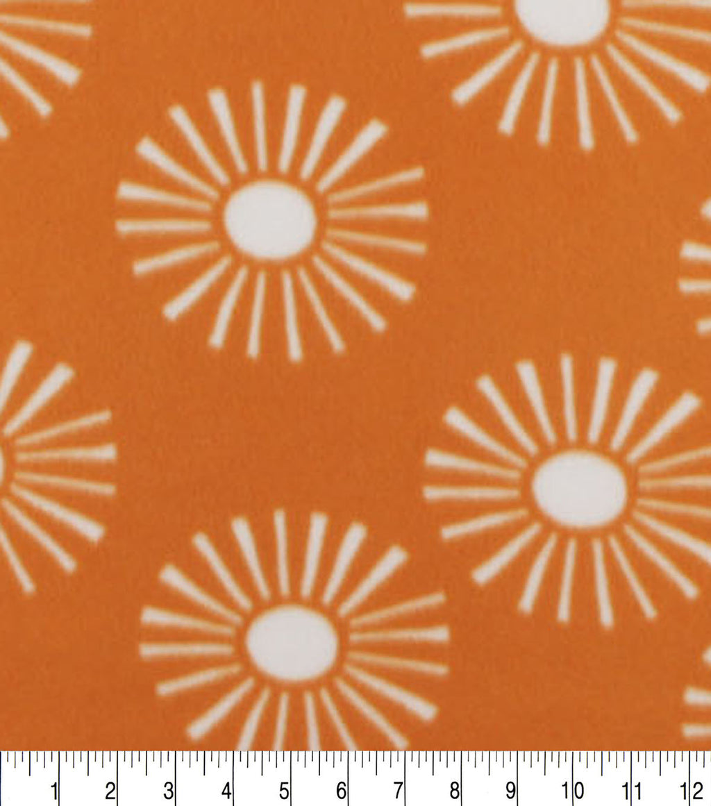 Suns on Mustard Blizzard Fleece Fabric