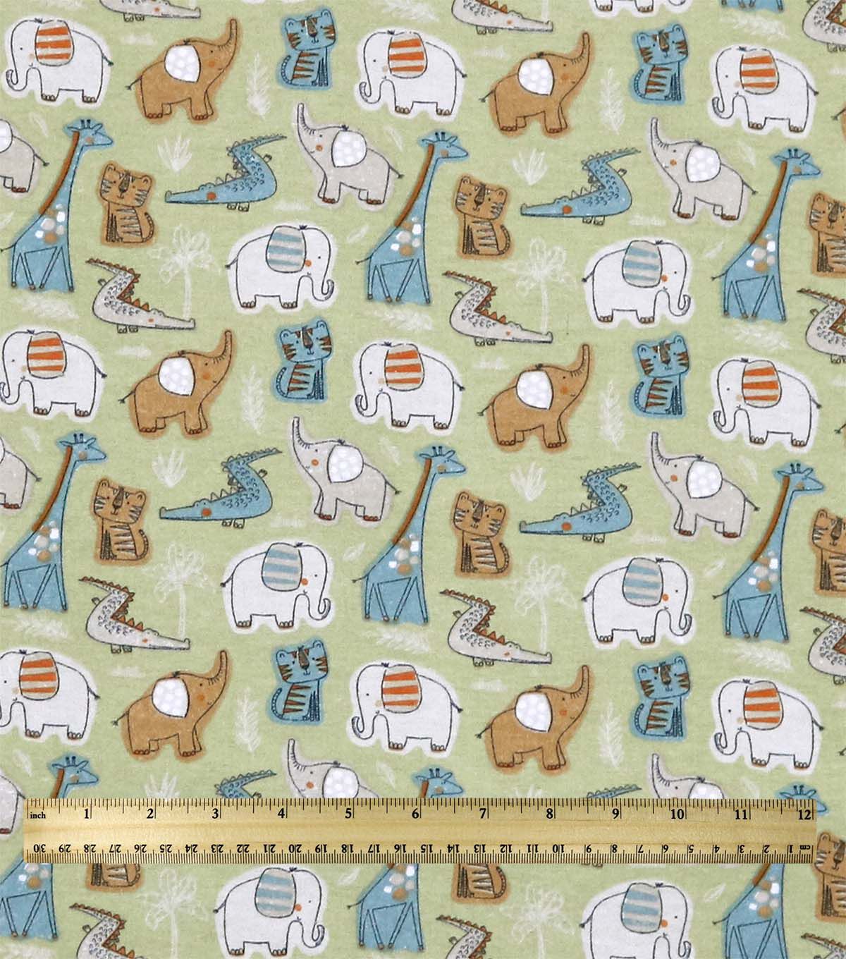 Jungle Animals on Green Super Snuggle Flannel Fabric
