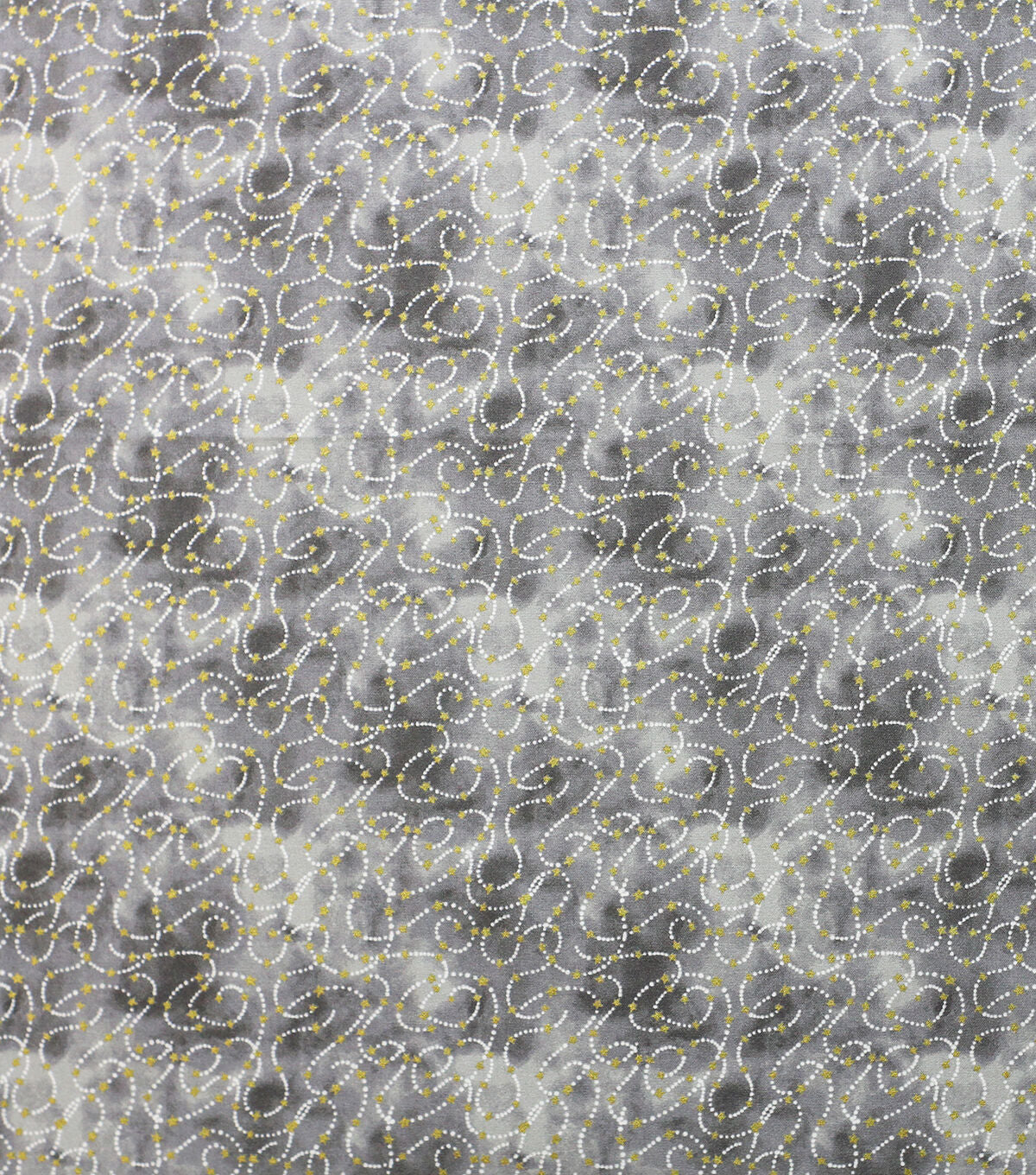 Dots & Stars on Gray Quilt Metallic Cotton Fabric by Keepsake Calico