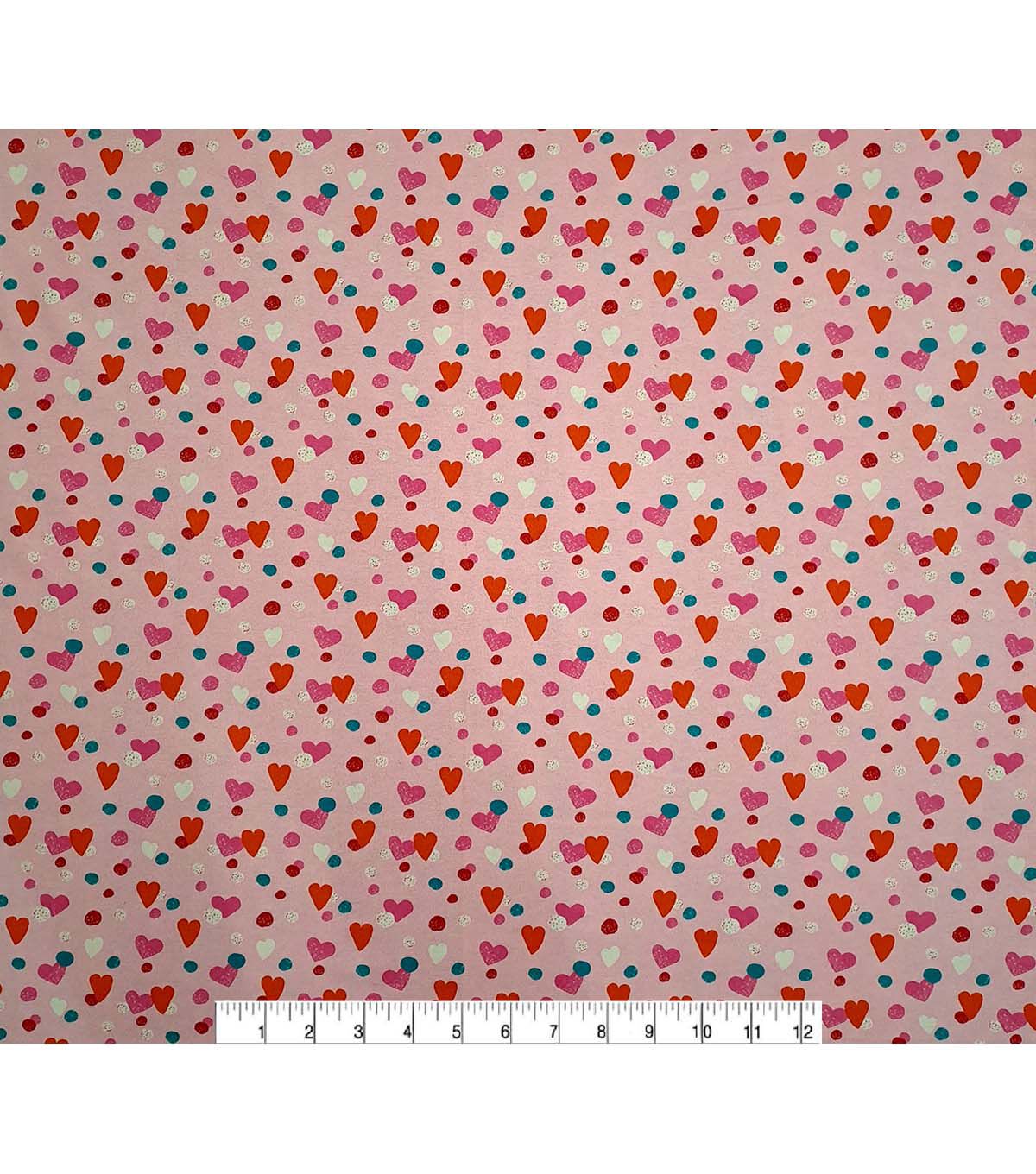 Hearts on Pink Super Snuggle Flannel Fabric by POP!