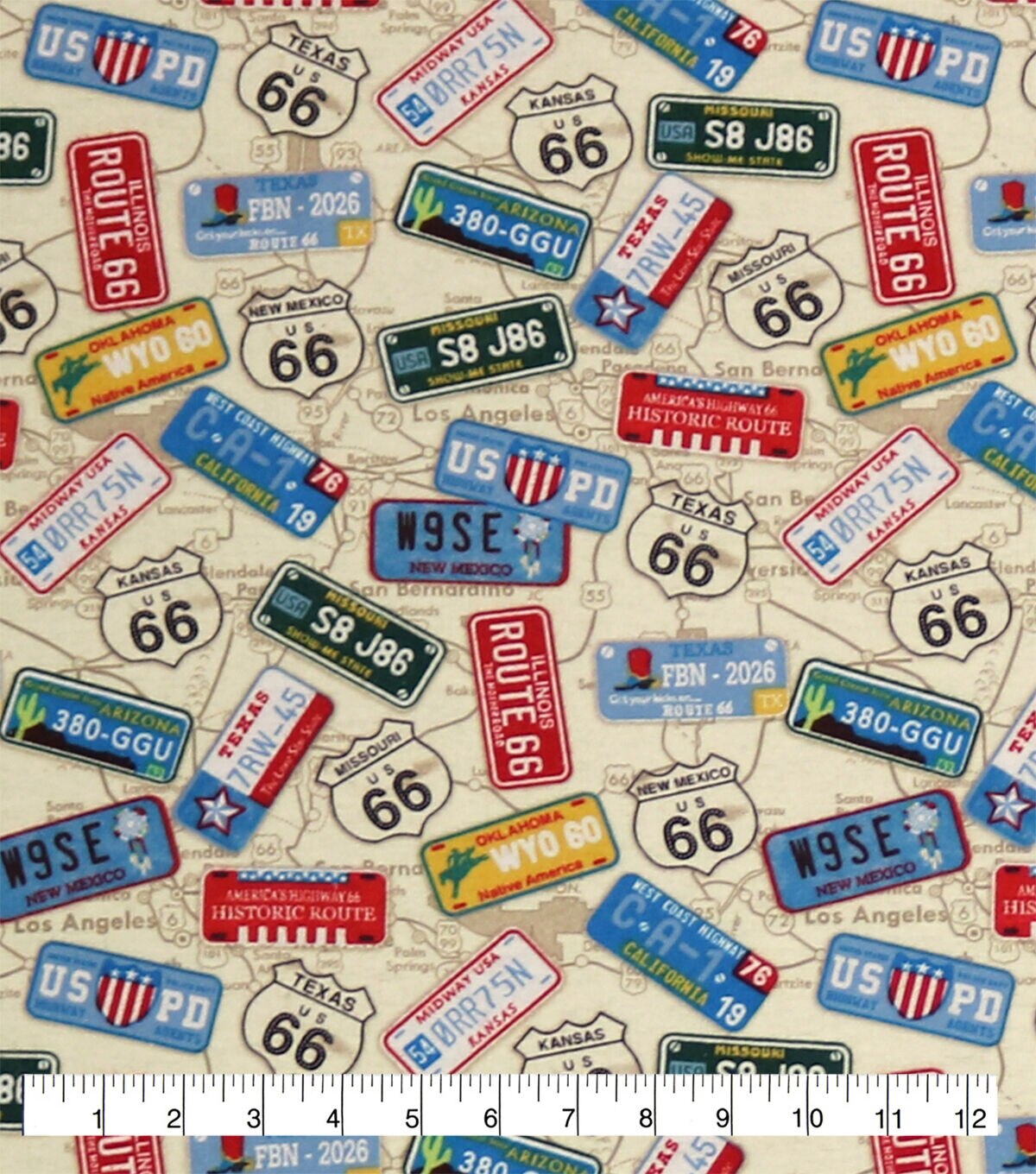 License Plates Scattered Super Snuggle Flannel Fabric