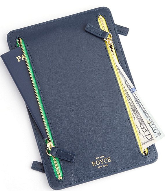Leather RFID Blocking Four Zip Organizer Travel Case