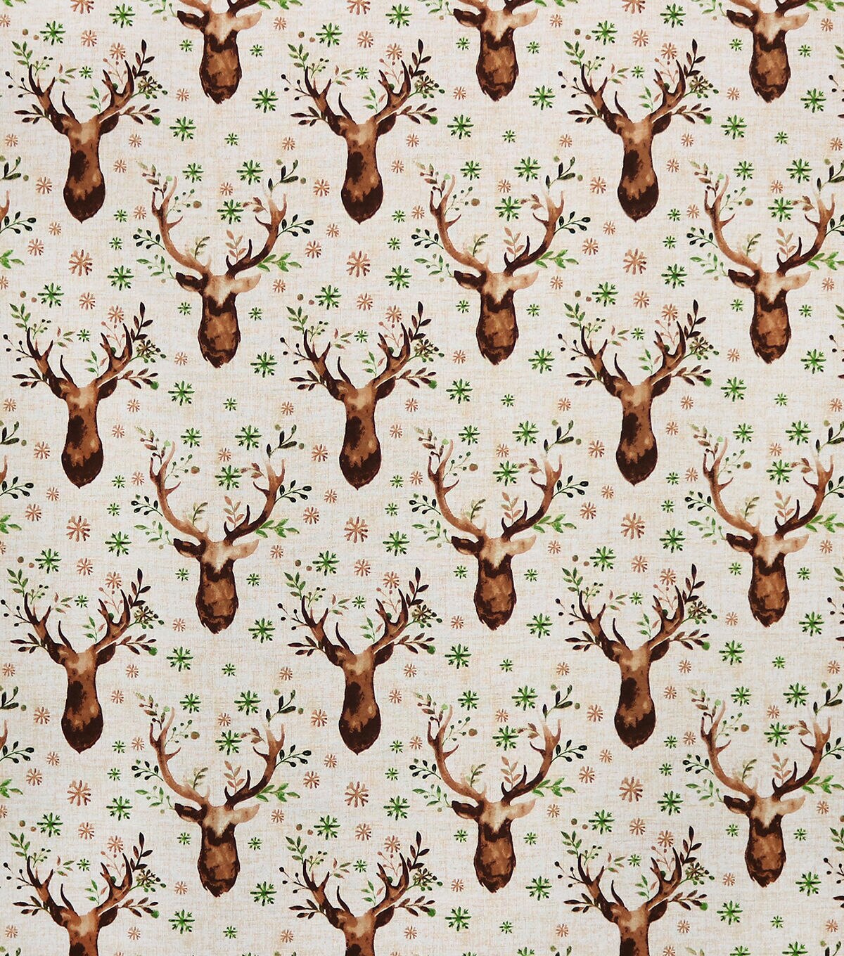 Deer Head Floral Super Snuggle Flannel Fabric