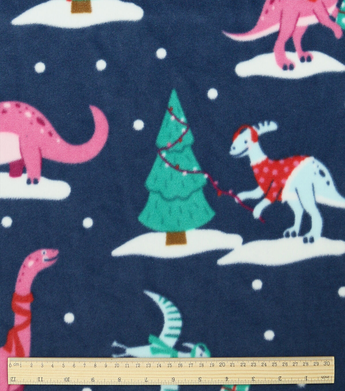 Pink Dinosaurs With Presents Anti Pill Fleece Fabric