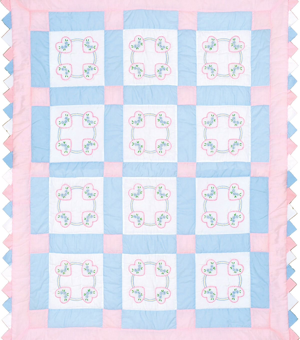Jack Dempsey Needle Art 9 Hearts Stamped White Quilt Blocks 12pk