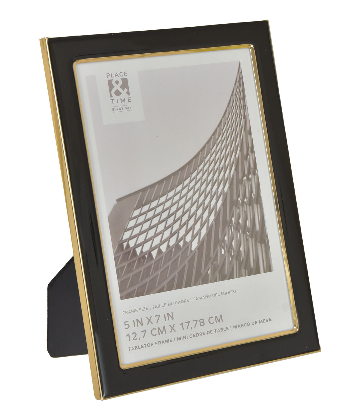 5 x 7 Black & Gold Enamel Tabletop Picture Frame by Place & Time