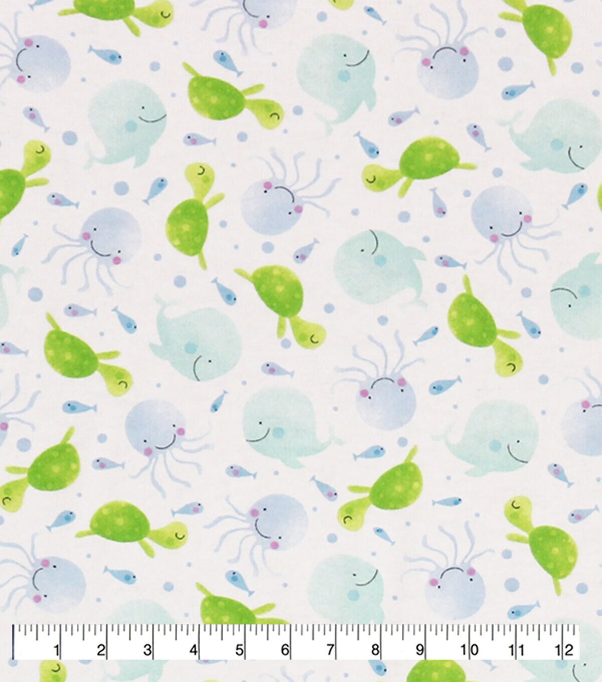 Watercolor Sea Life Super Snuggle Flannel Fabric