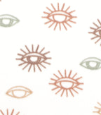 Cream Eye Blizzard Prints Fleece Fabric