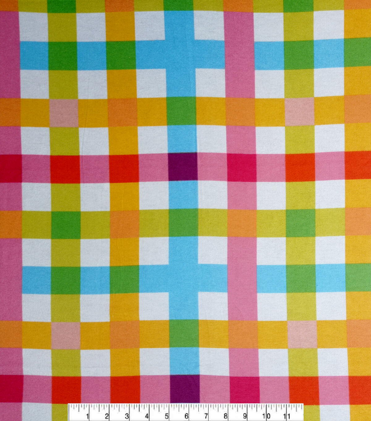 Multi Color Grid Super Snuggle Flannel Fabric By POP!