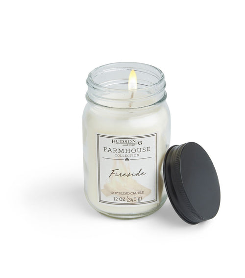 12oz Fireside Scented Mason Jar Candle by Hudson 43