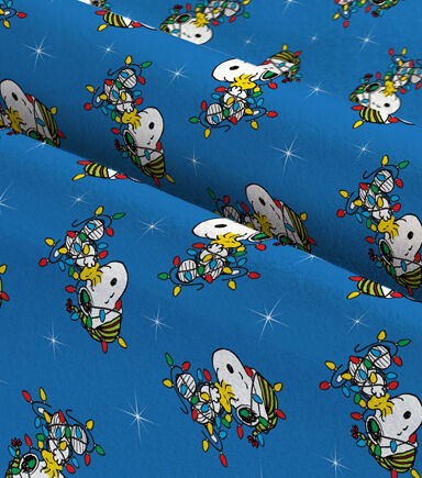 Peanuts Snoopy Lights Toss Fleece Fabric