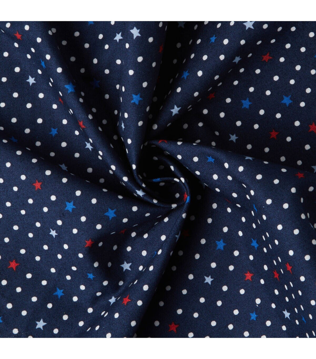 Stars And Dots Patriotic Cotton Fabric