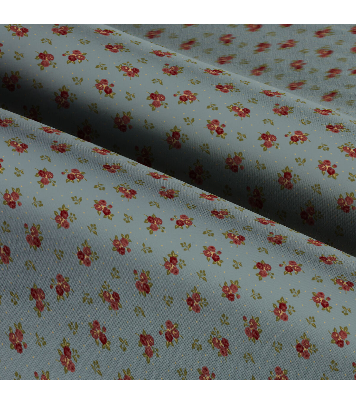 Roses on Blue Premium Cotton Fabric