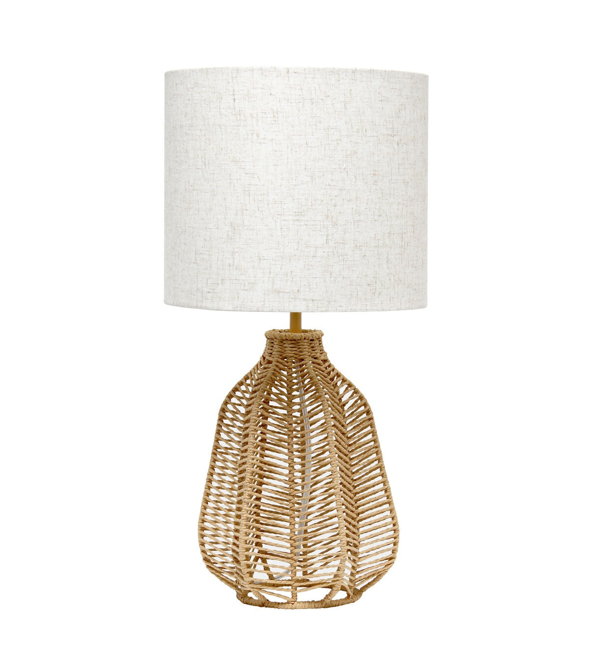 All The Rages 21 Vintage Rattan Paper Rope Table Lamp With Fabric Shade