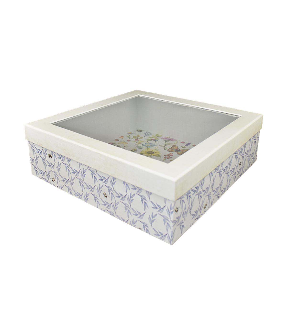 12.5 Bees on White & Blue Storage Box With Window Lid by Place & Time