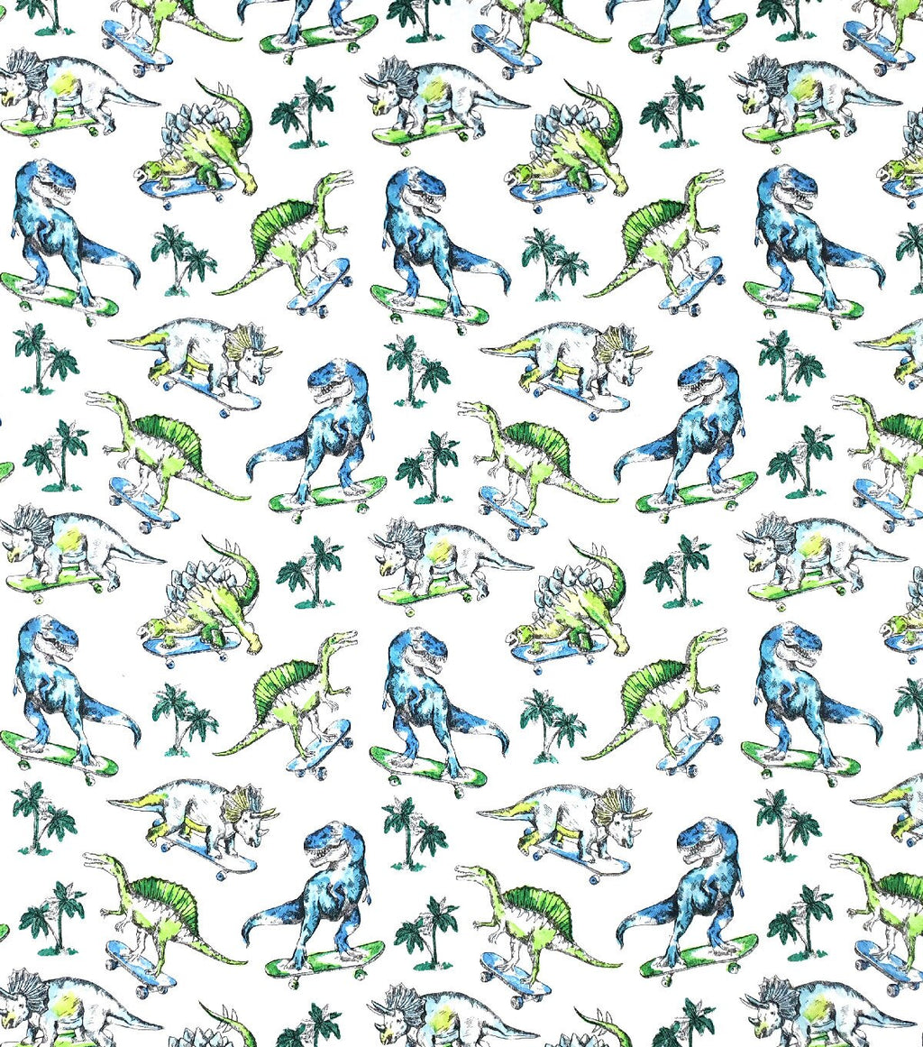 Super Snuggle Skateboarding Dinos Flannel Fabric