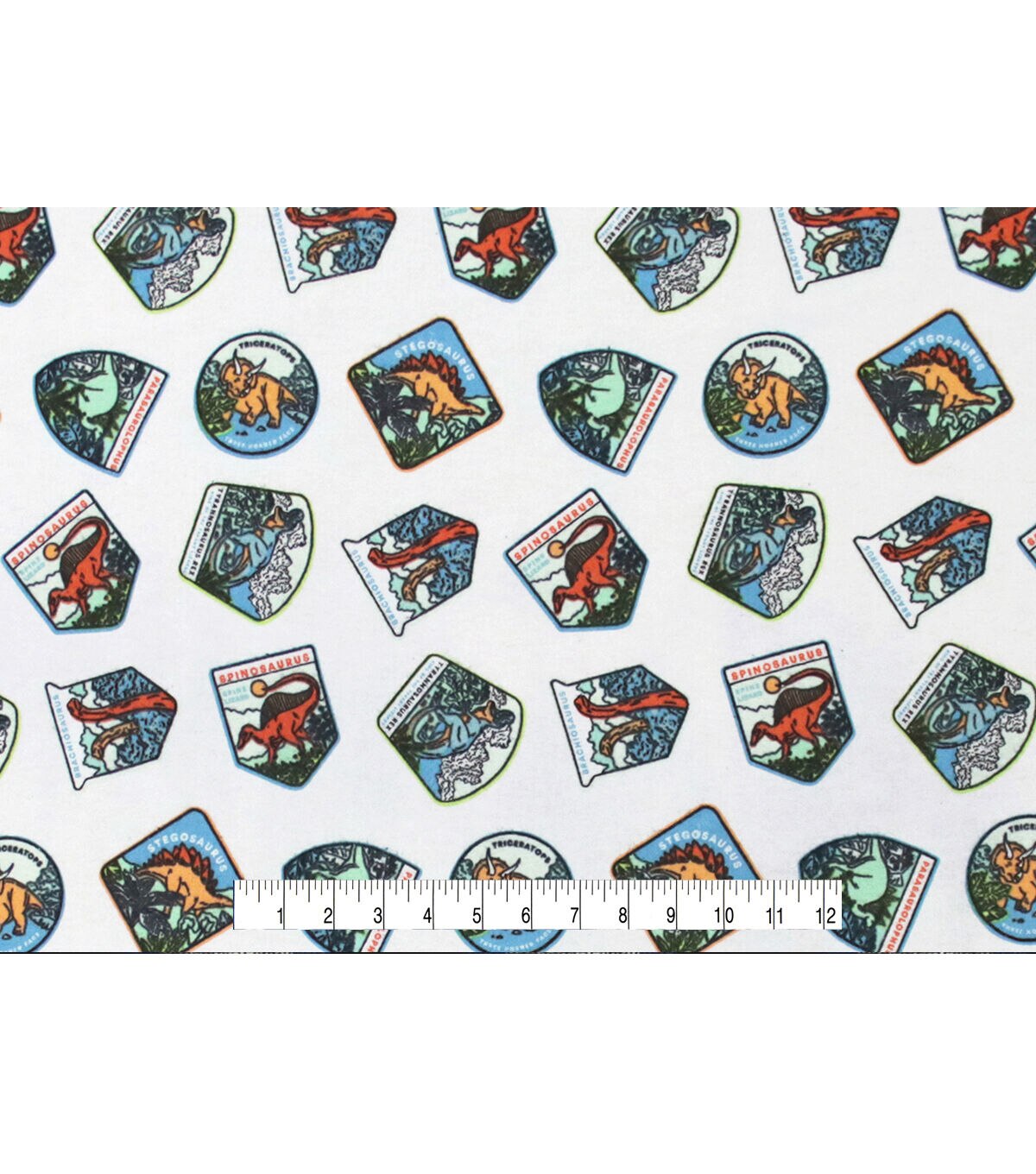 Dino Badges Super Snuggle Flannel Fabric