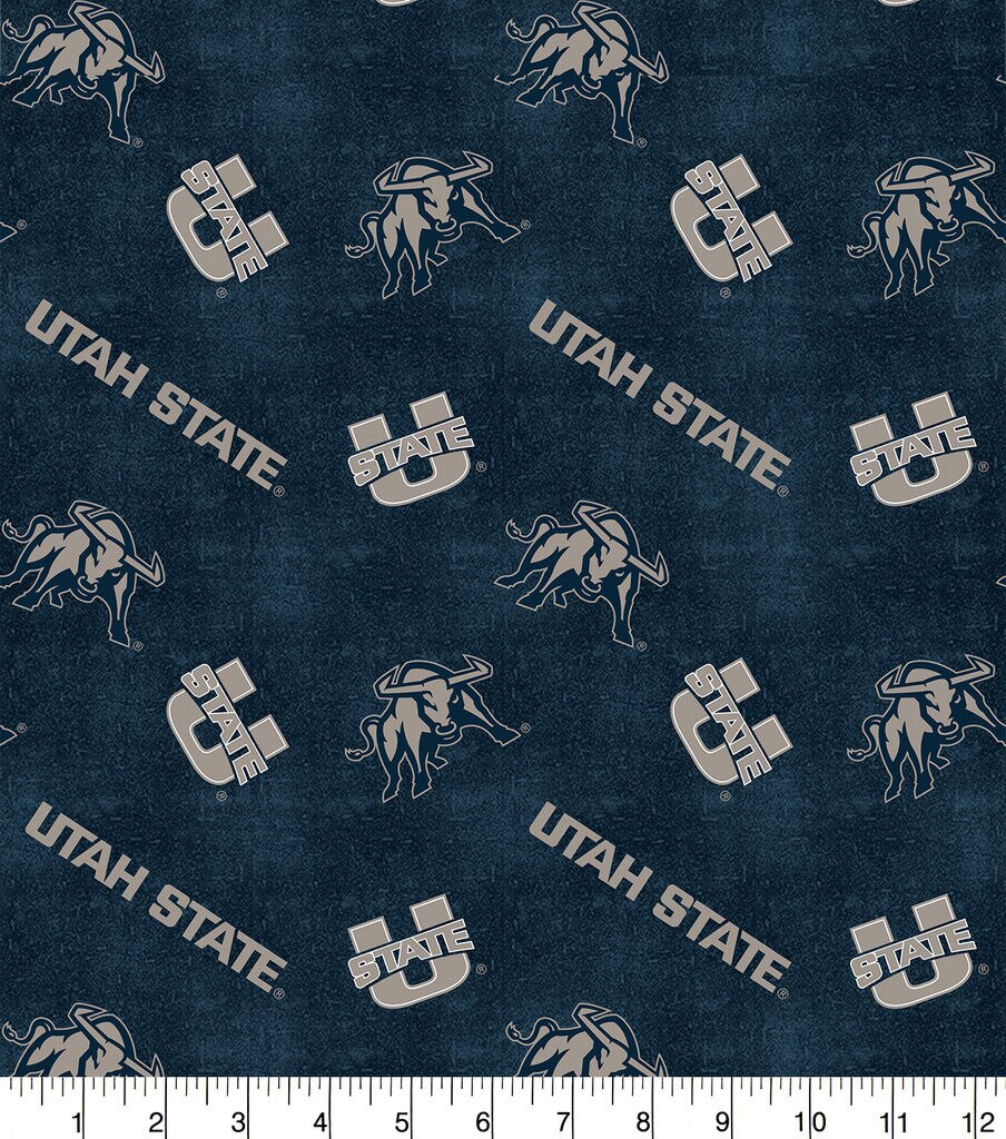 Utah State University Aggies Flannel Fabric Distressed Logo