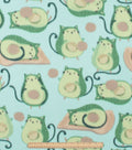 Avocato on Blue Blizzard Fleece Fabric