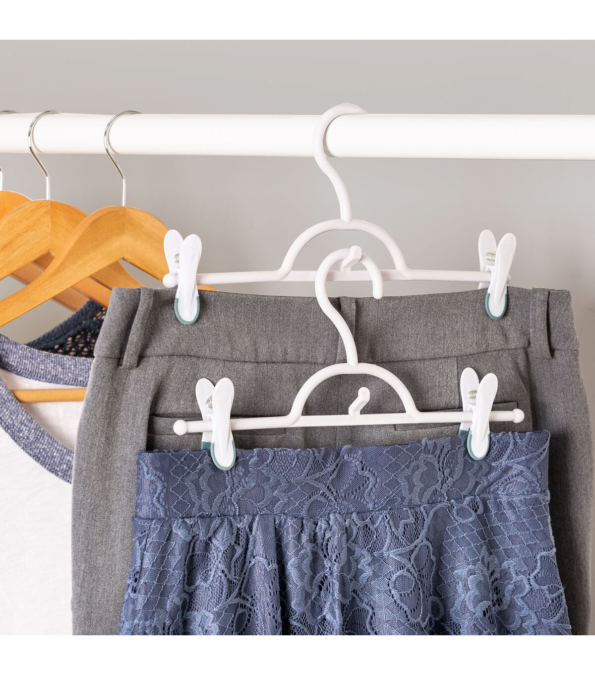 Honey Can Do 12 x 7 White Soft Touch Pant Skirt Hangers 12pk